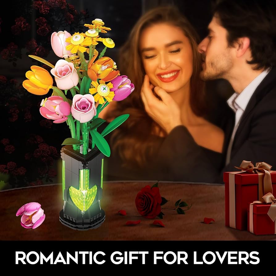 k.fsoon☆ Amazon.com: INSOON Flowers Bouquet Building Set with Vase